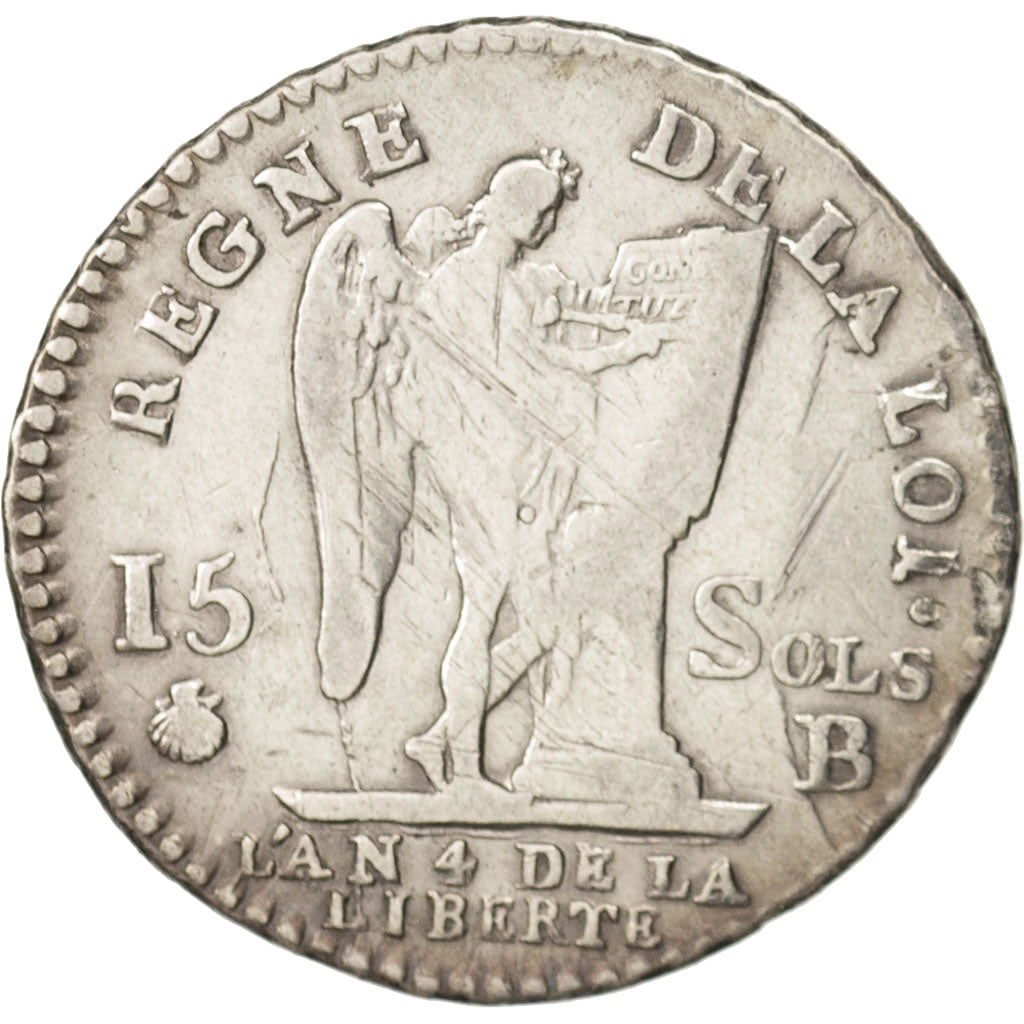France, Louis XVI, 15 sols françois, 1792, Rouen, VF(30-35), Silver, KM:604.2