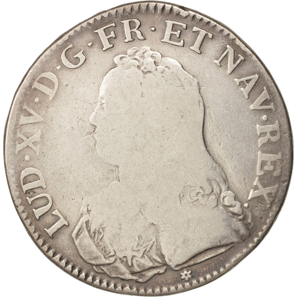 France, Louis XV, Écu aux branches d'olivier, 1727, Caen, VG(8-10), KM:486.5