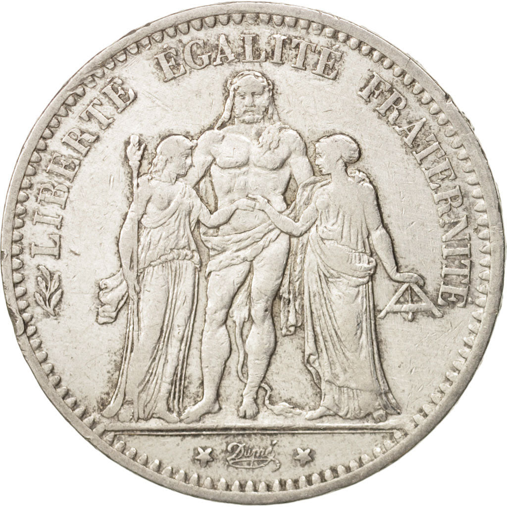 Coin, France, Hercule, 5 Francs, 1876, Bordeaux, VF(30-35), Silver, KM:820.2