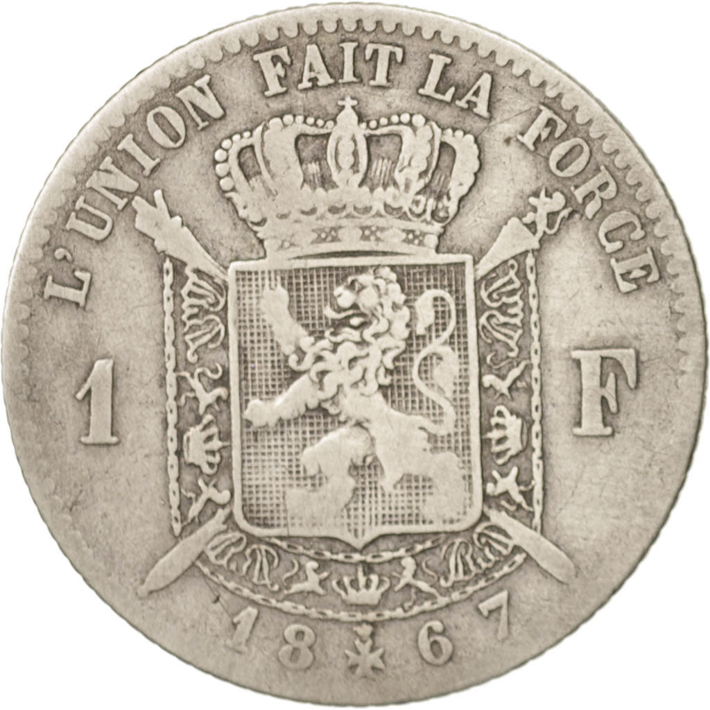 Belgium, Leopold II, Franc, 1867, F(12-15), Silver, KM:28.1