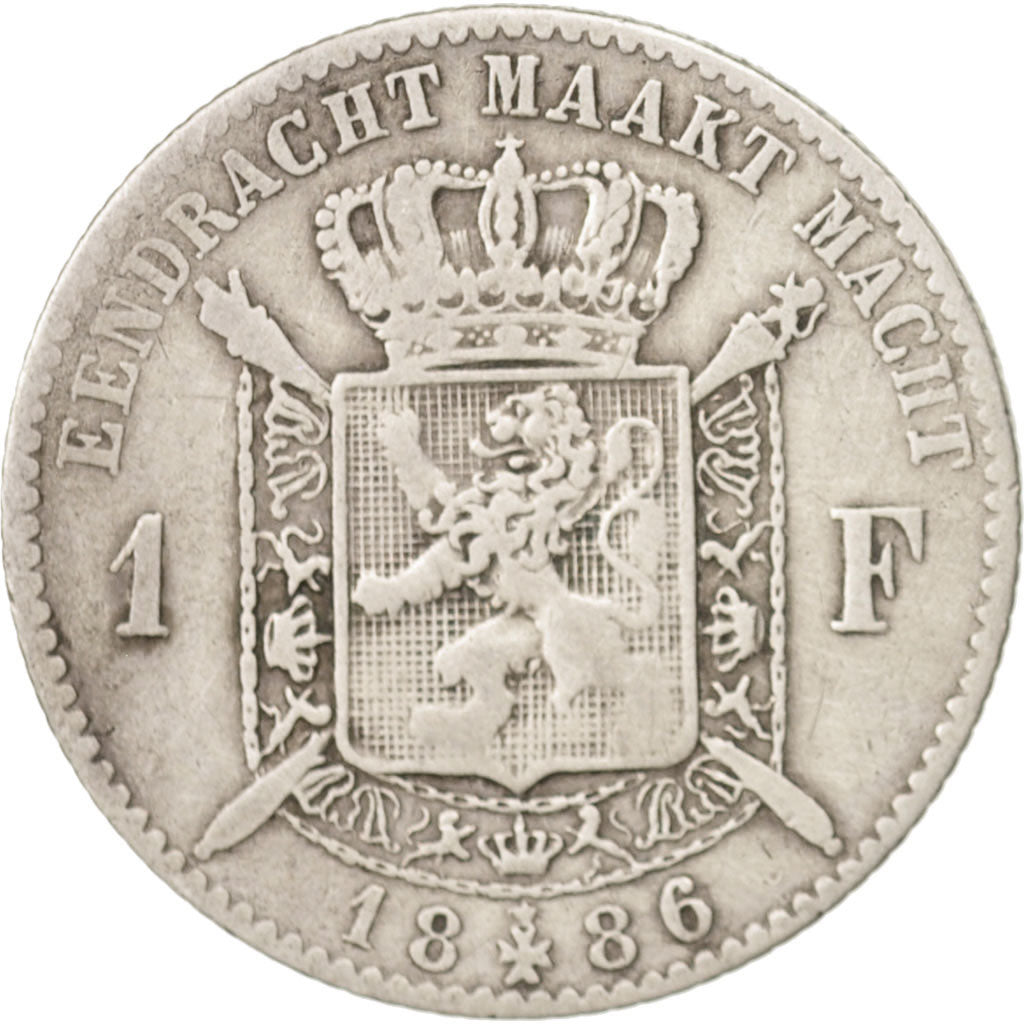 Coin, Belgium, Leopold II, Franc, 1886, F(12-15), Silver, KM:29.1