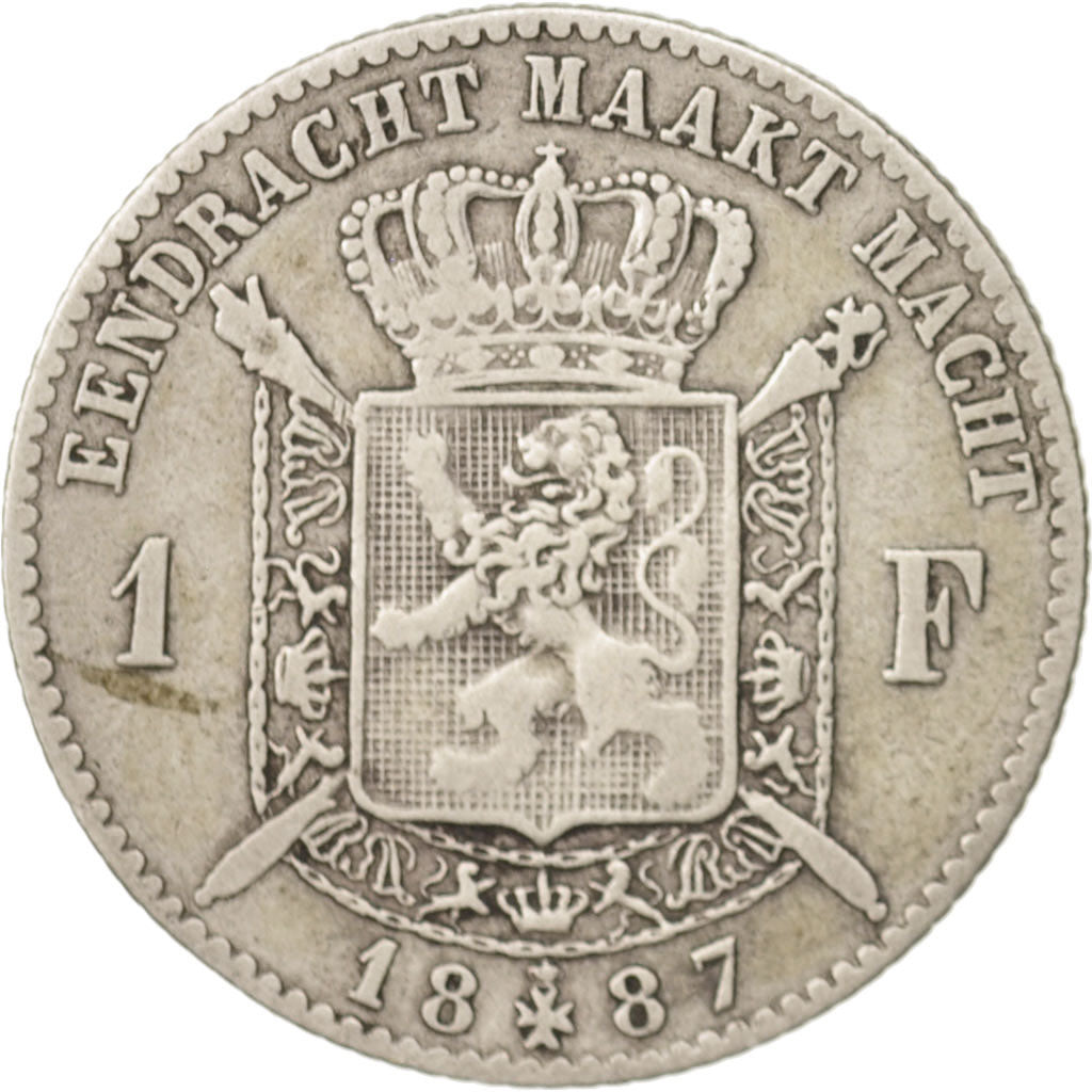 Monnaie, Belgique, Leopold II, Franc, 1887, TB, Argent, KM:29.2