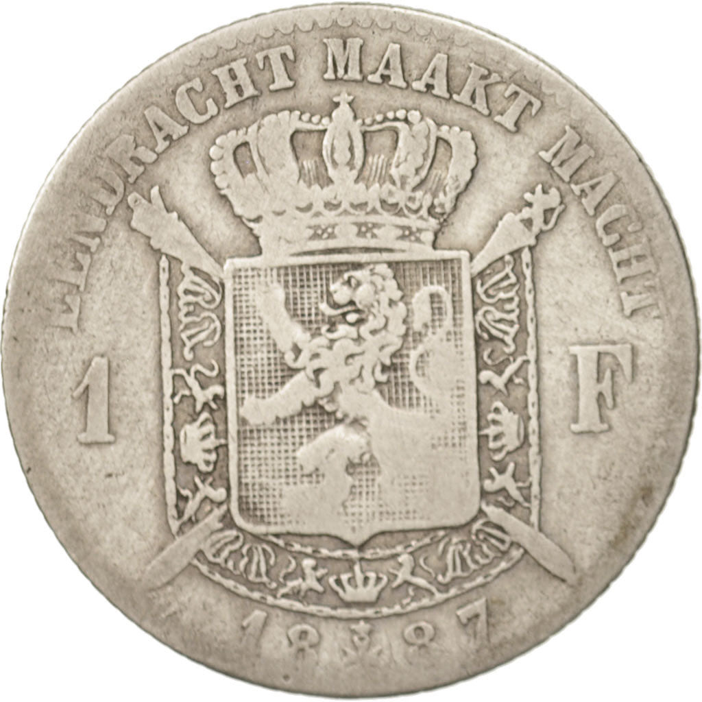Coin, Belgium, Leopold II, Franc, 1887, F(12-15), Silver, KM:29.1