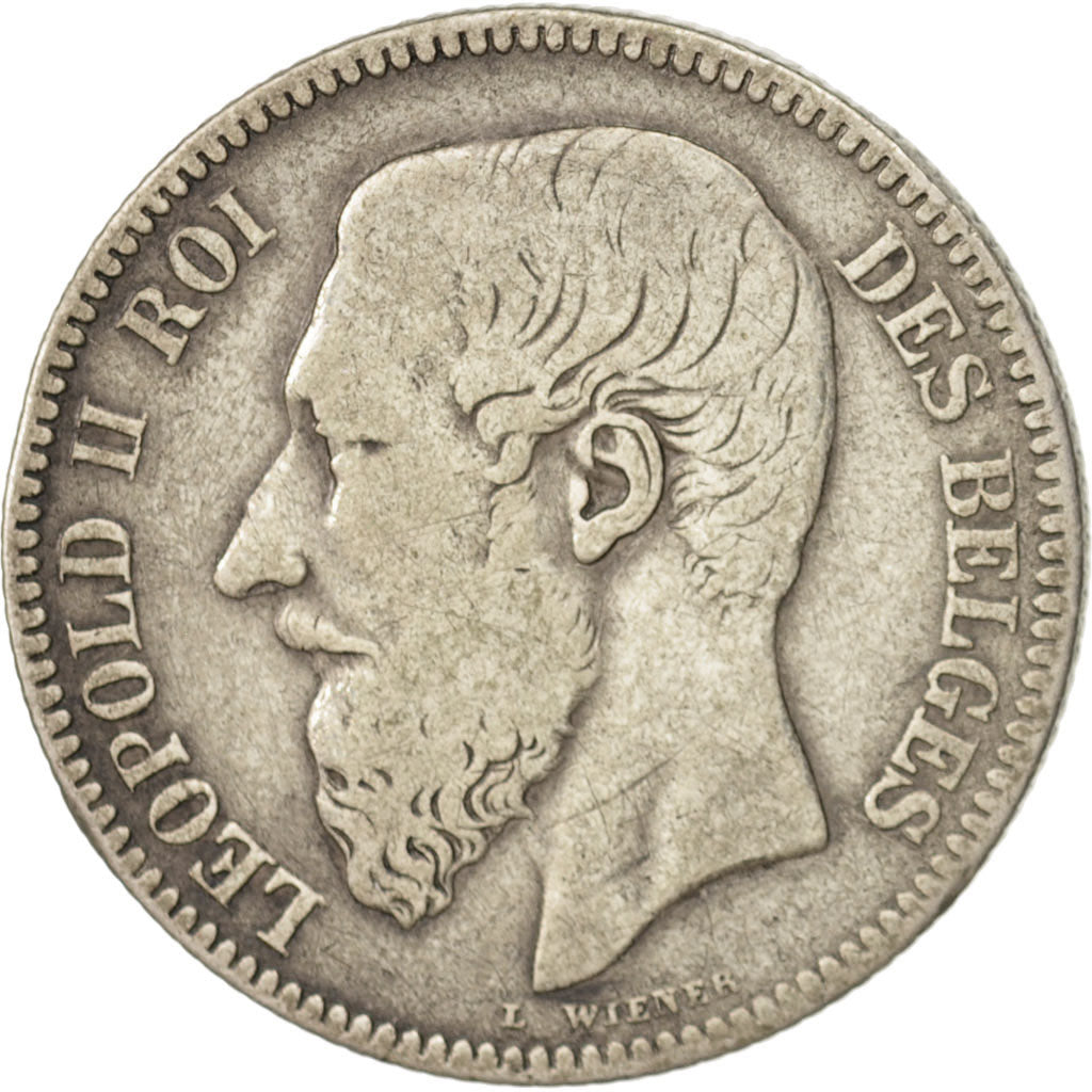 Belgium, Leopold II, 2 Francs, 2 Frank, 1866, VF(20-25), Silver, KM:30.2