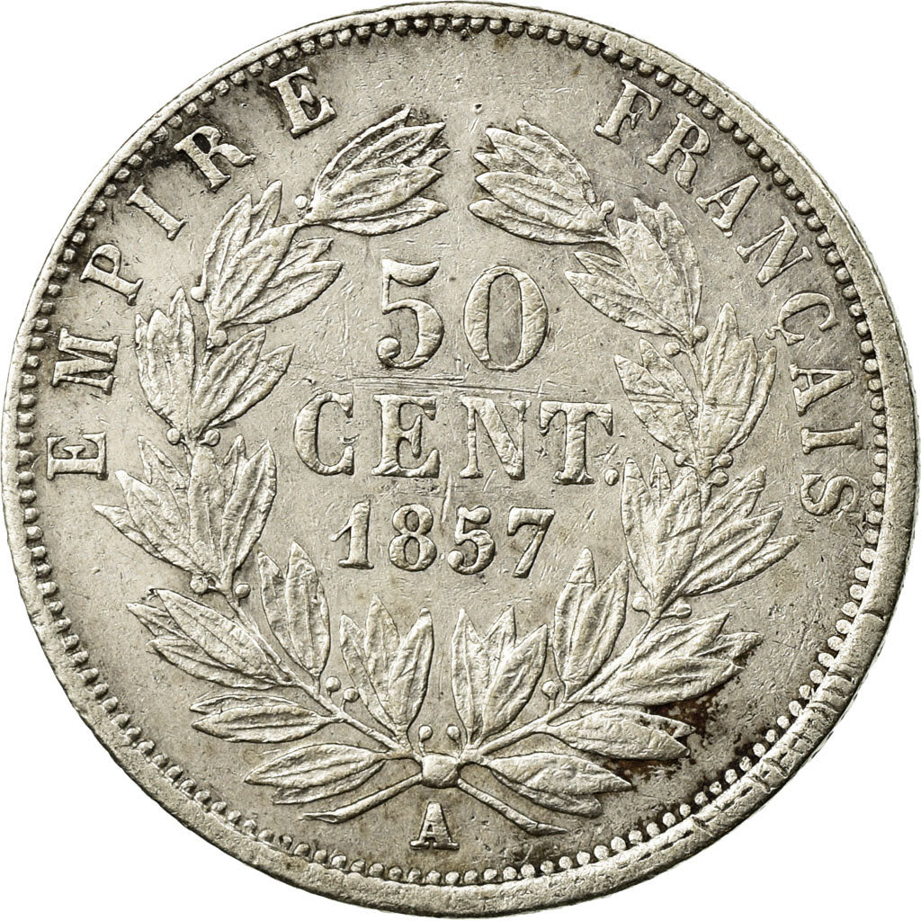 Moneta, Francia, Napoleon III, Napoléon III, 50 Centimes, 1857, Paris, MB+