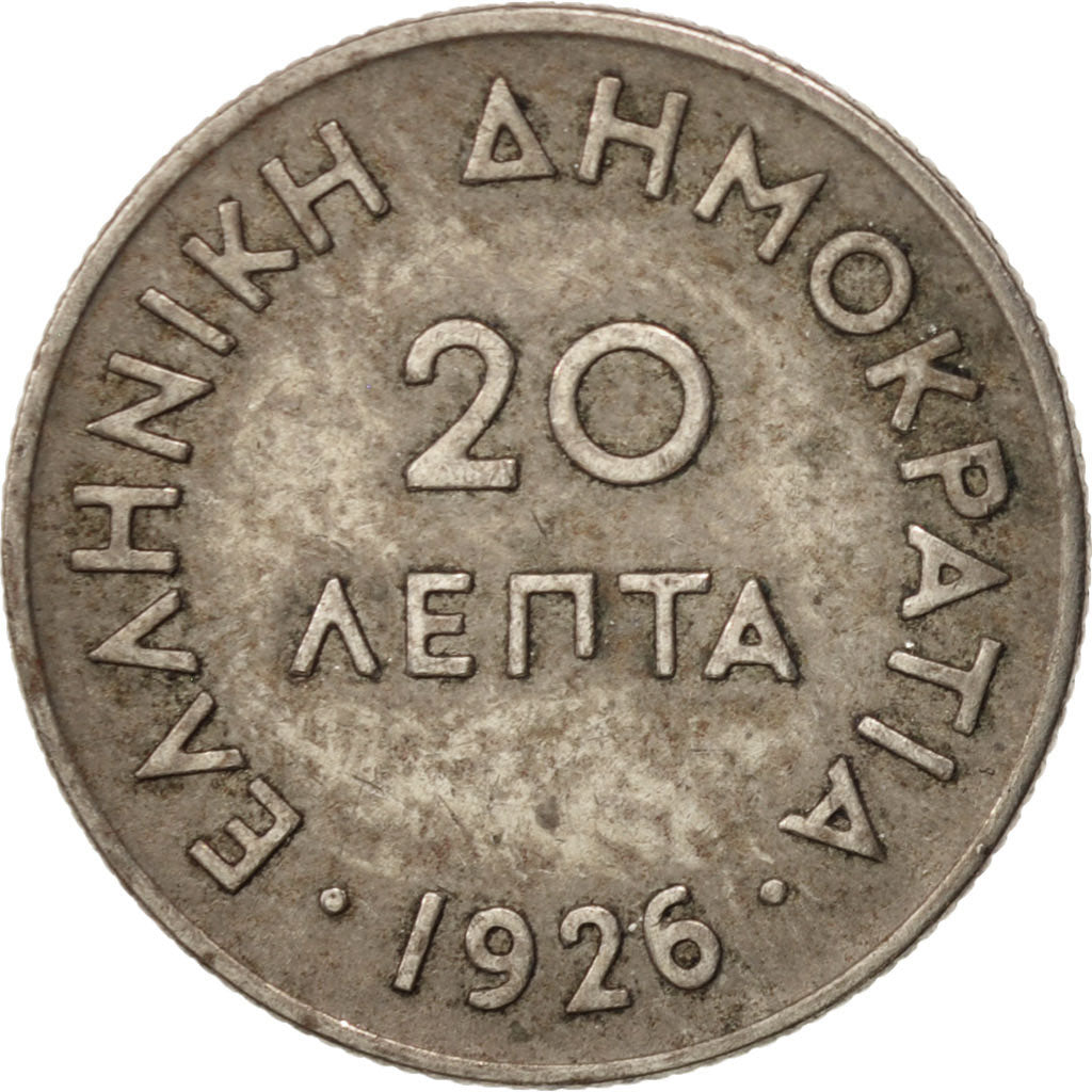 Coin, Greece, 20 Lepta, 1926, AU(50-53), Copper-nickel, KM:67