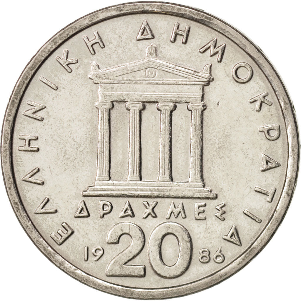 Münze, Griechenland, 20 Drachmes, 1986, SS+, Copper-nickel, KM:133