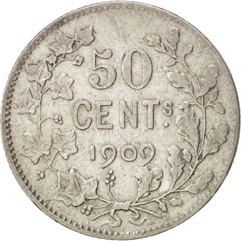 Belgium, 50 Centimes, 1909, VF(20-25), Silver, KM:60.1