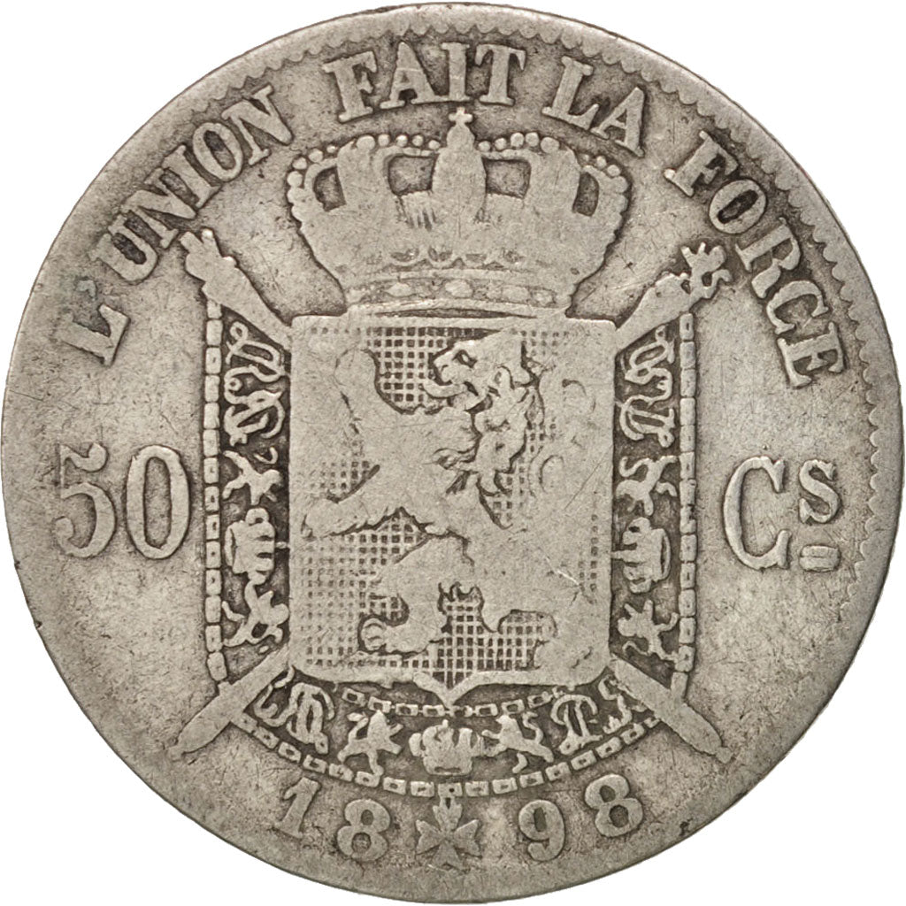 Coin, Belgium, Leopold II, 50 Centimes, 1898, F(12-15), Silver, KM:26