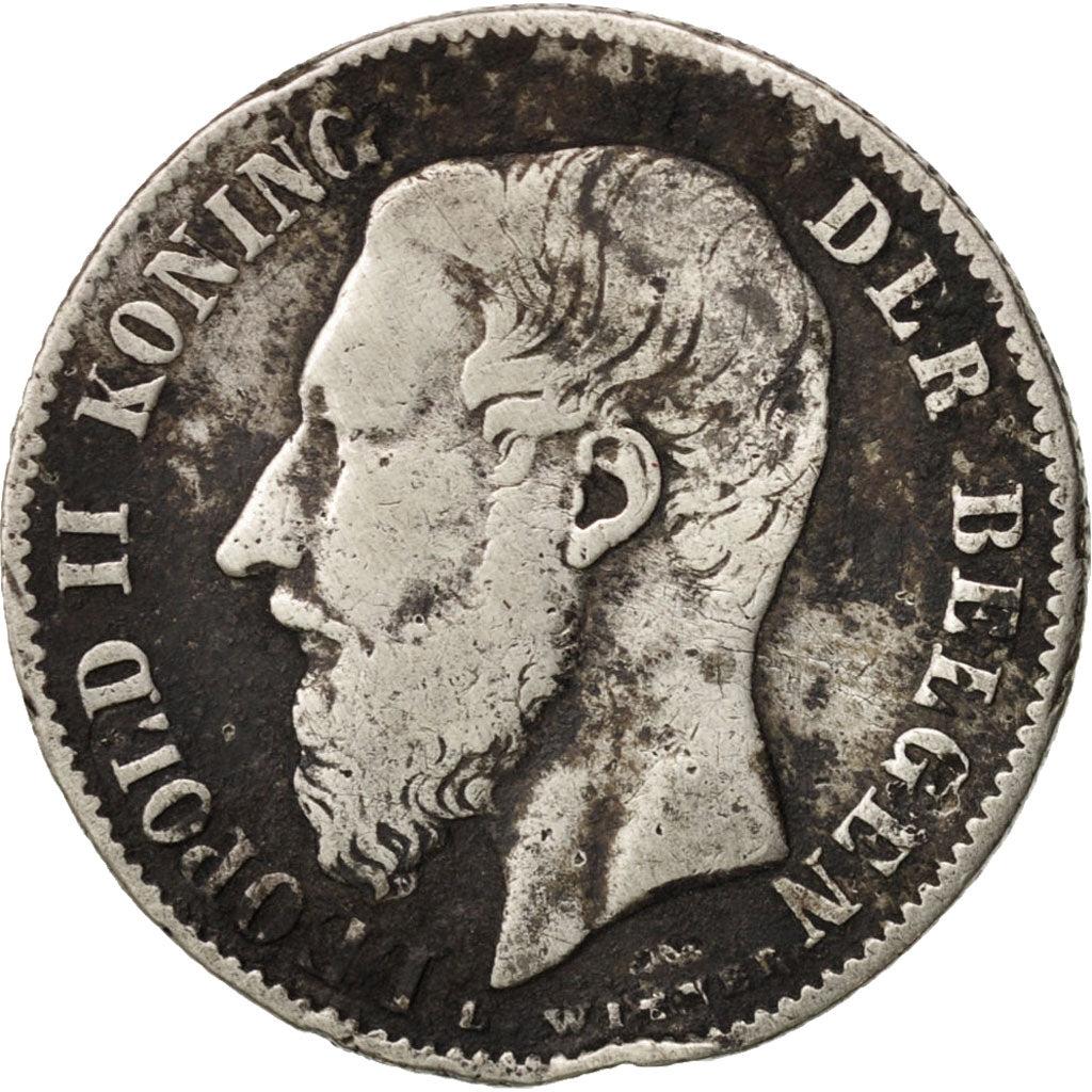 Coin, Belgium, Leopold II, 50 Centimes, 1886, VF(20-25), Silver, KM:27