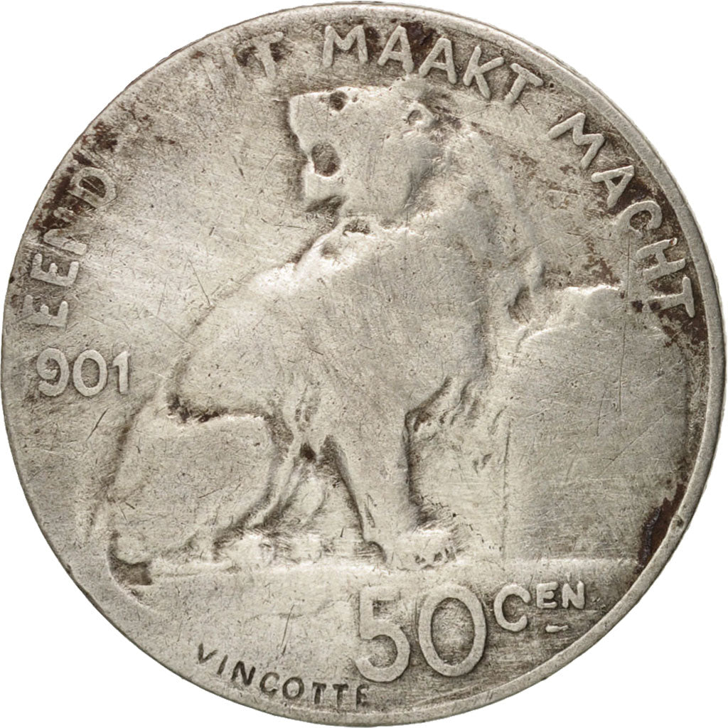 Coin, Belgium, 50 Centimes, 1901, F(12-15), Silver, KM:50
