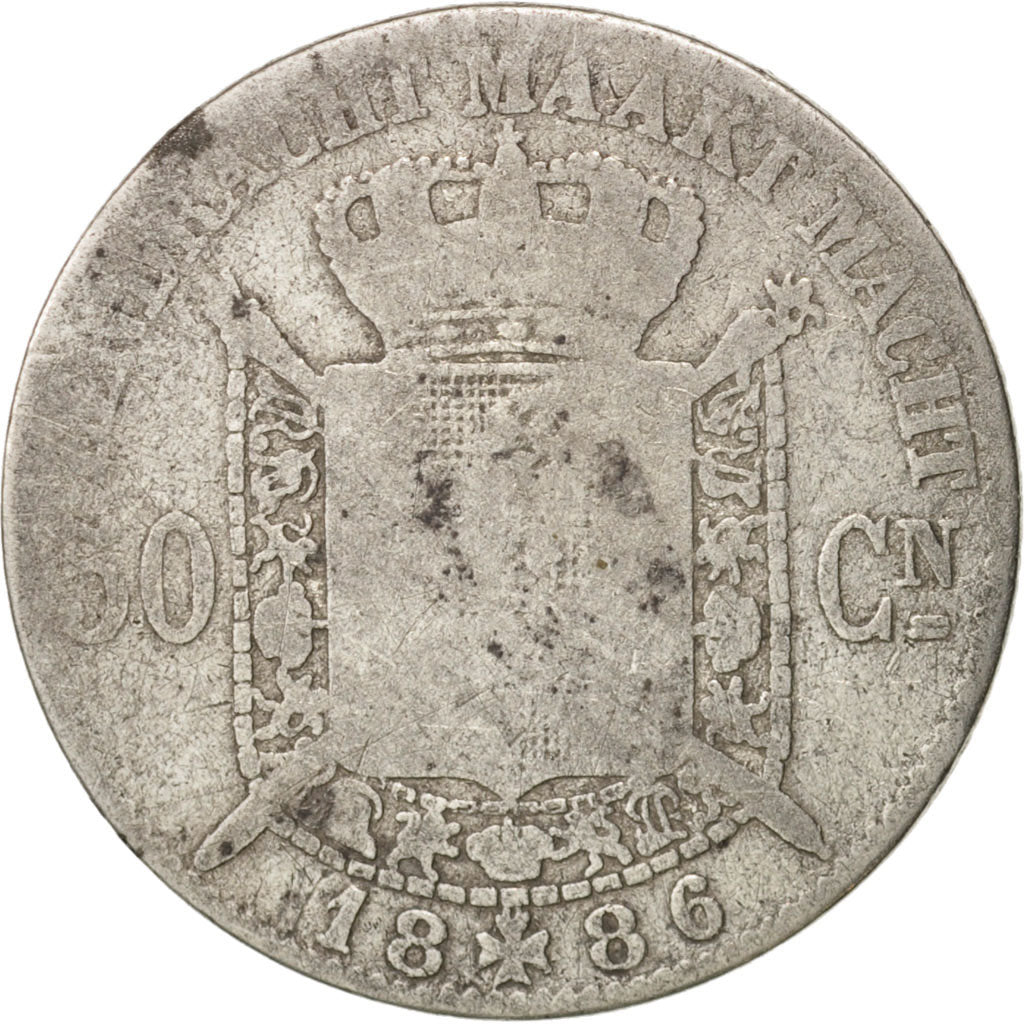 Münze, Belgien, Leopold II, 50 Centimes, 1886, SGE, Silber, KM:27