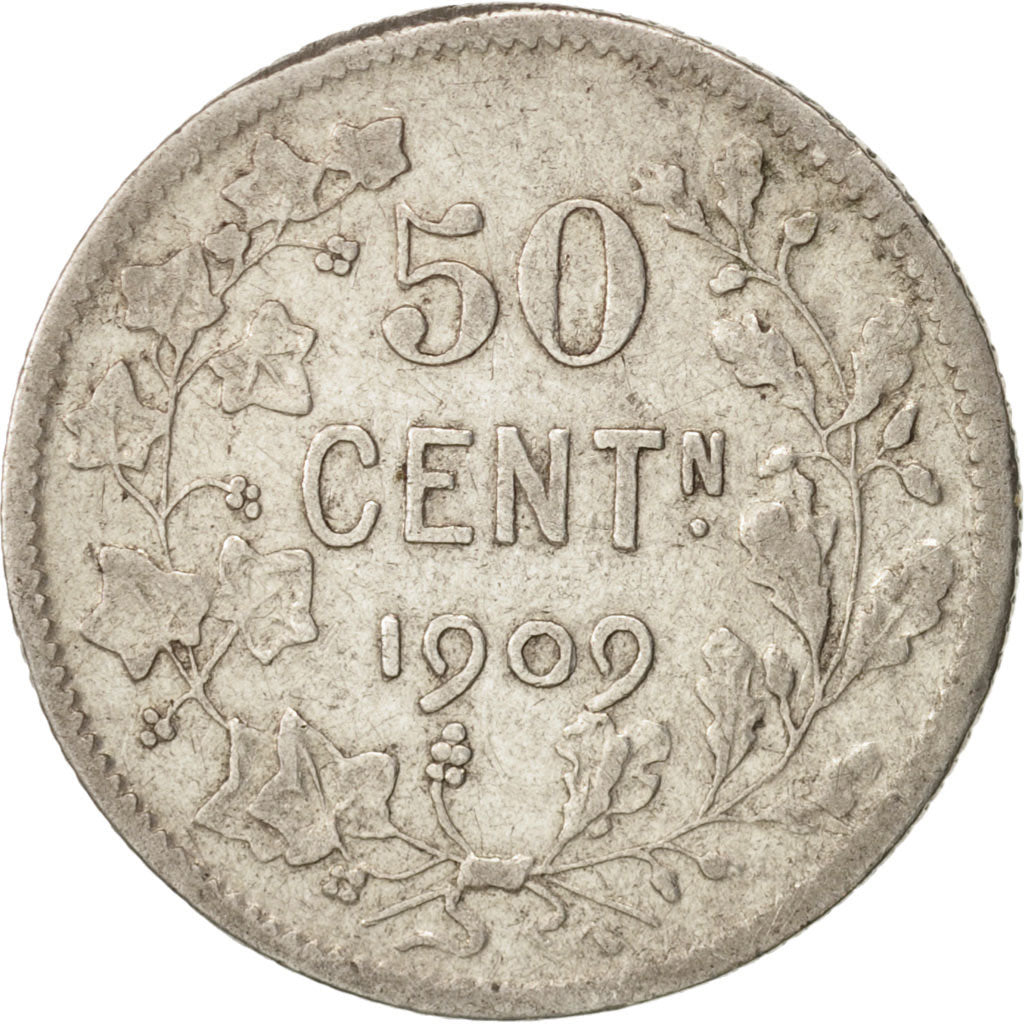 Belgium, 50 Centimes, 1909, VF(20-25), Silver, KM:61.1