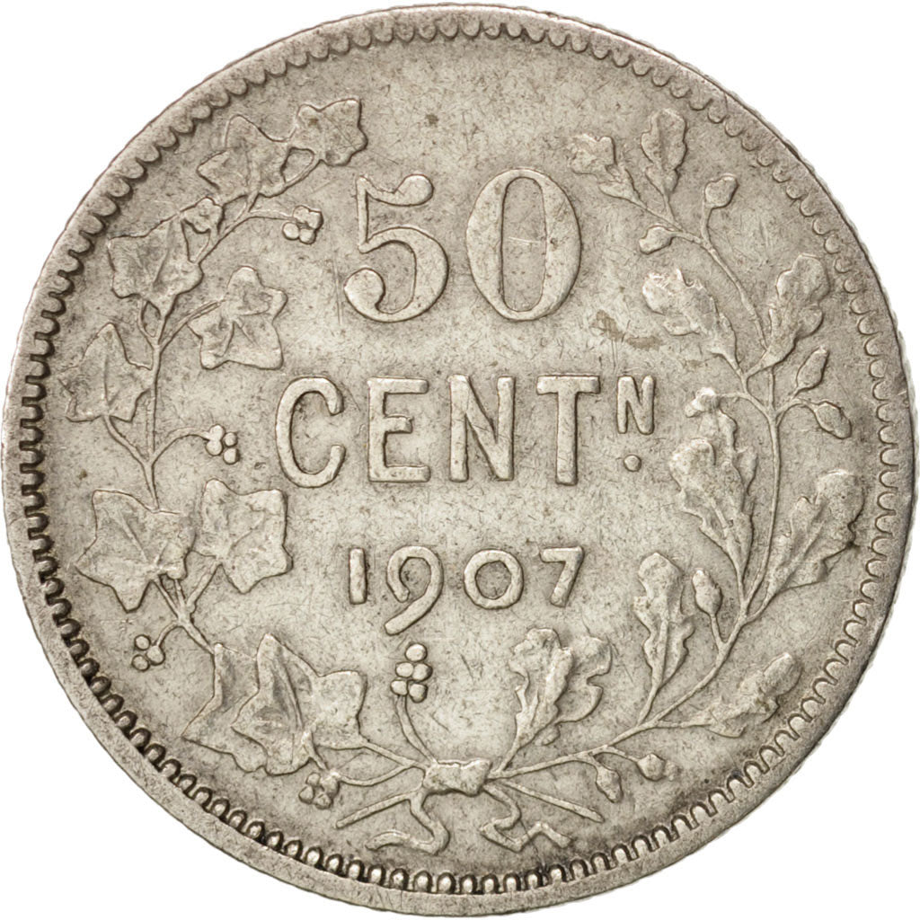 Belgium, 50 Centimes, 1907, VF(20-25), Silver, KM:61.1