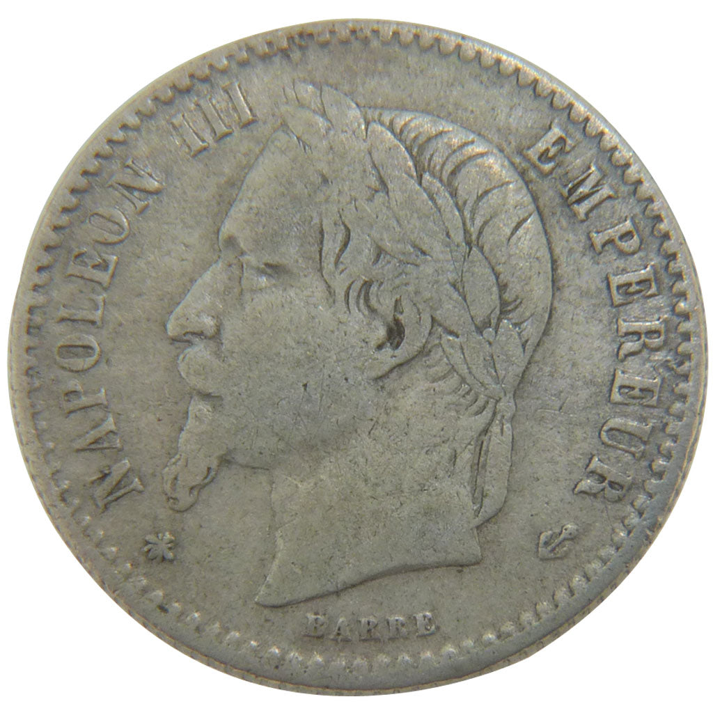 FRANCE, Napoléon III, 50 Centimes, 1864, Paris, VF(20-25), Silver, 18, Gadoury #