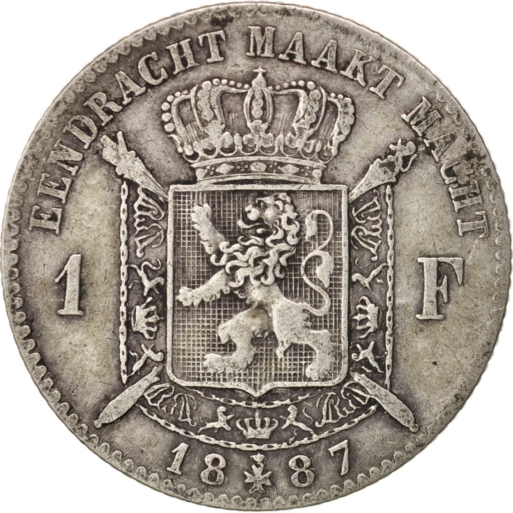 Coin, Belgium, Leopold II, Franc, 1887, VF(30-35), Silver, KM:29.2