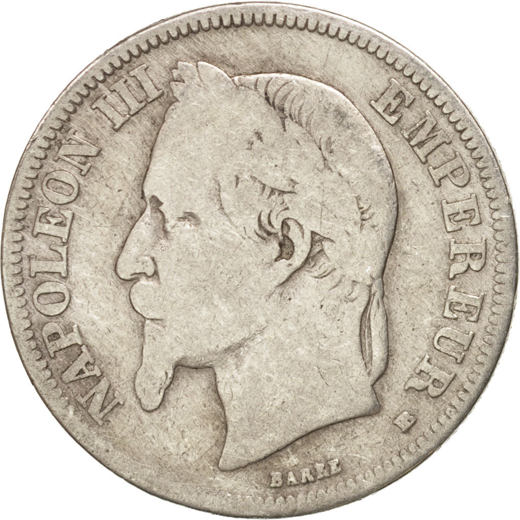 Coin, France, Napoleon III, Napoléon III, 2 Francs, 1866, Strasbourg, F(12-15)