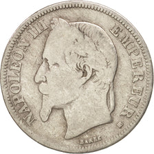 Coin, France, Napoleon III, Napoléon III, 2 Francs, 1866, Strasbourg, F(12-15)