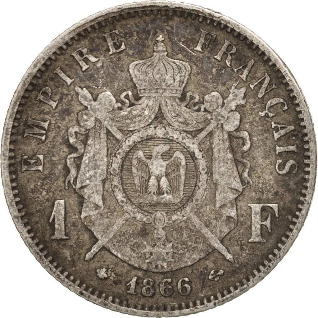 France, Napoleon III, Franc, 1866, Paris, TB, Argent, Gadoury:463