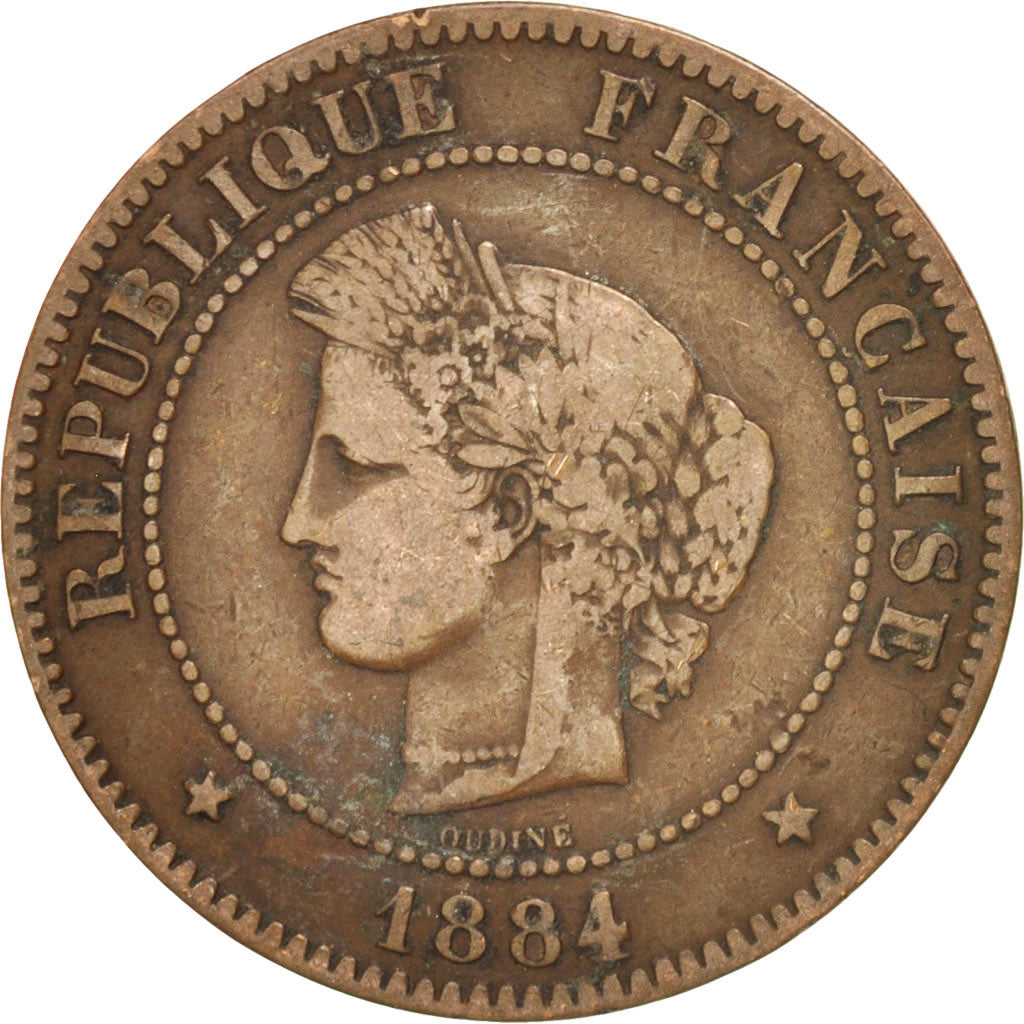 Francia, Cérès, 5 Centimes, 1884, Paris, MB, Bronzo, KM:821.1, Gadoury:157a