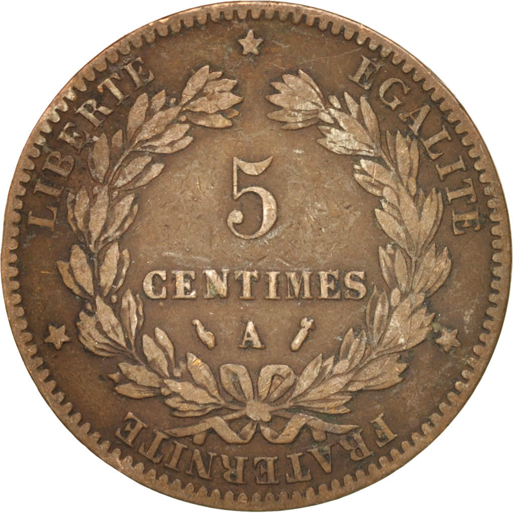 Francia, Cérès, 5 Centimes, 1884, Paris, MB, Bronzo, KM:821.1, Gadoury:157a