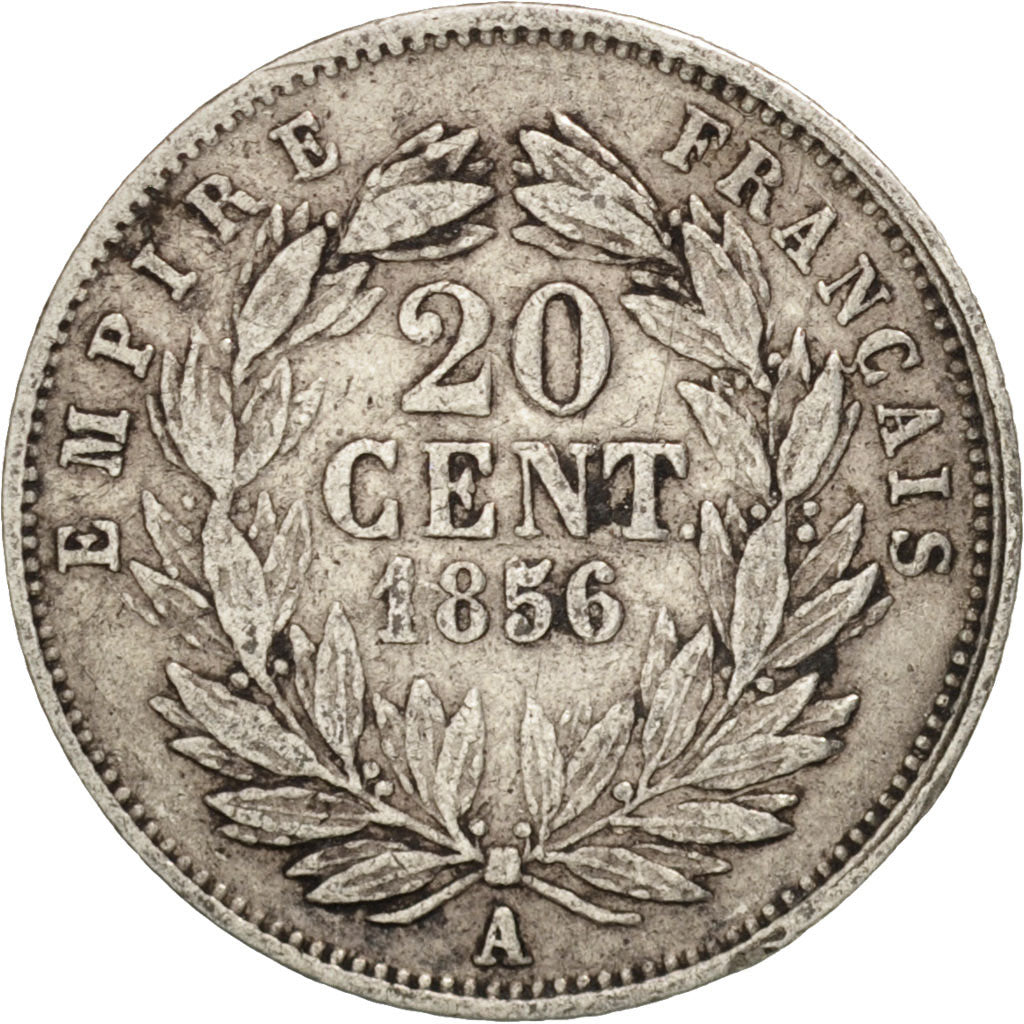 Frankreich, Napoleon III, 20 Centimes, 1856, Paris, VF(30-35), Silver, KM:778.1