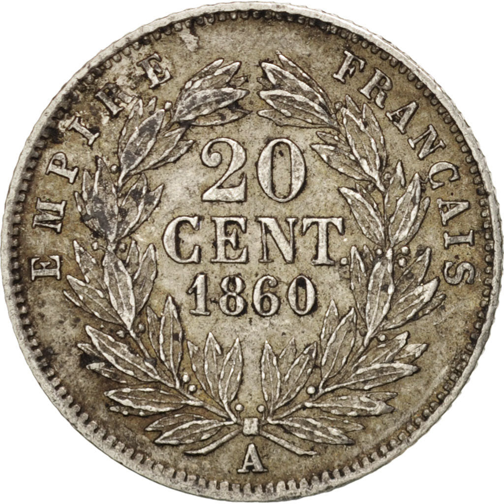 Francia, Napoleon III, Napoléon III, 20 Centimes, 1860, Paris, BB, Argento,...