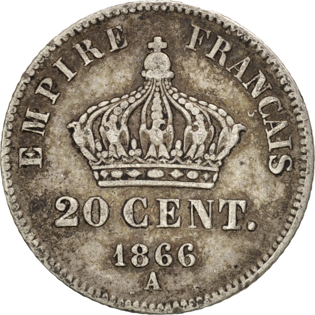 Francia, Napoleon III, Napoléon III, 20 Centimes, 1866, Paris, MB, Argento,...
