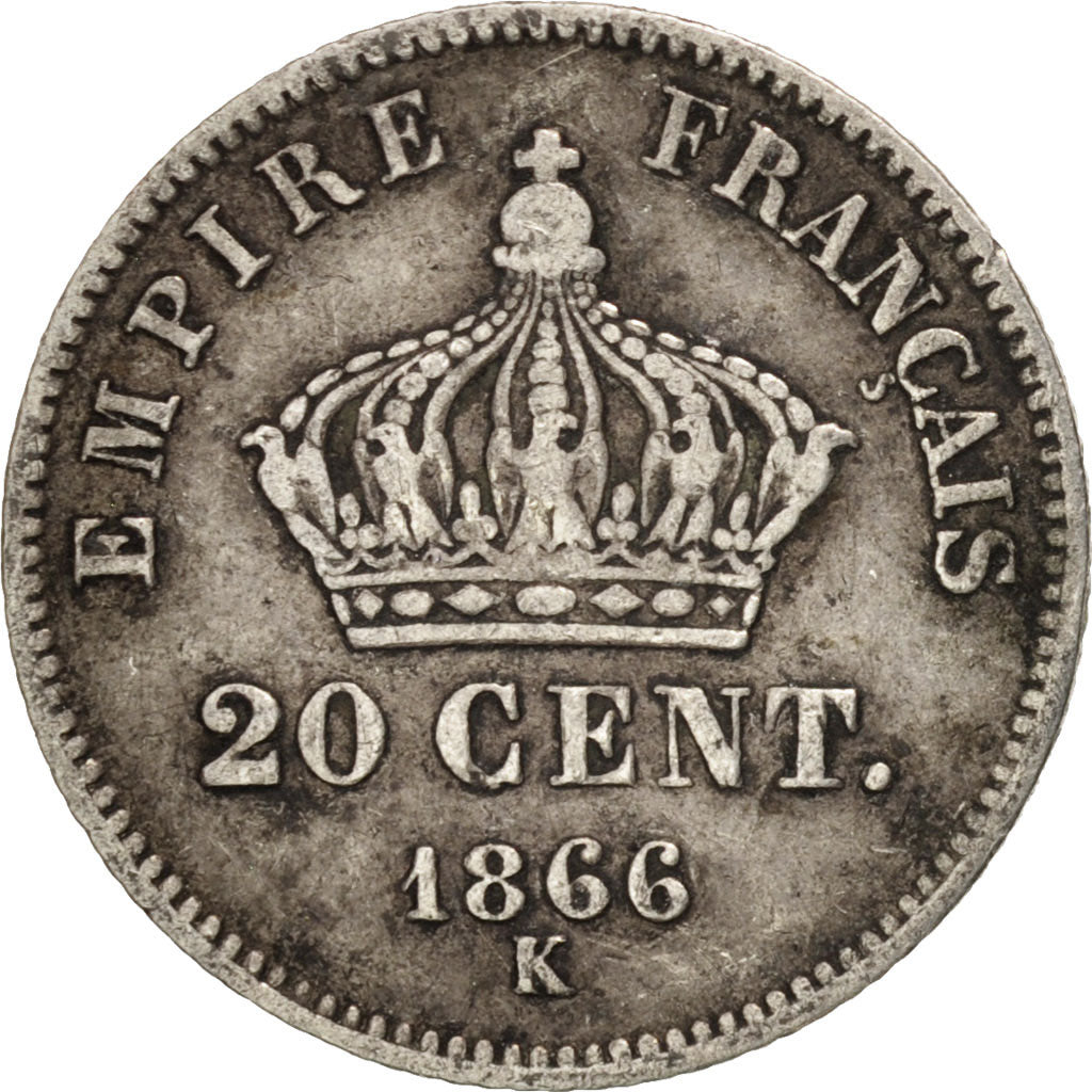 Coin, France, Napoleon III, Napoléon III, 20 Centimes, 1866, Bordeaux