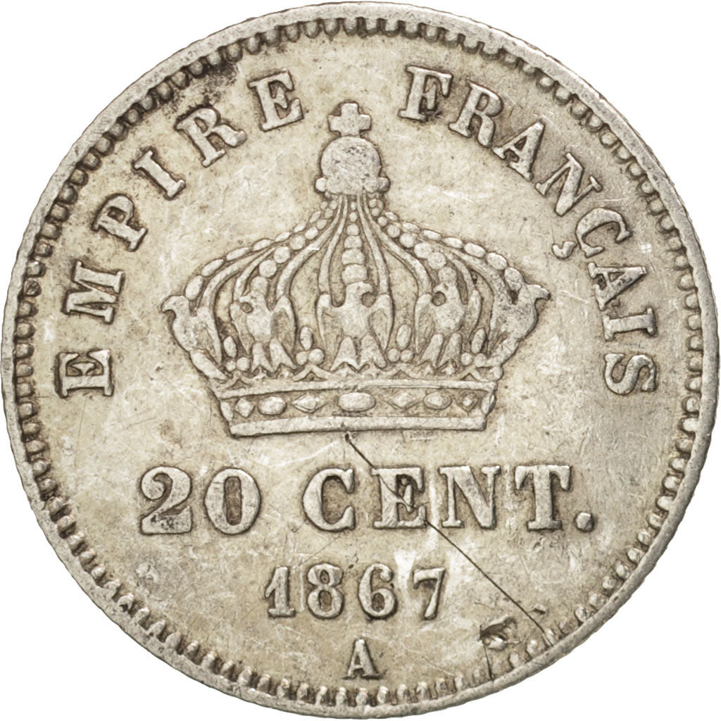 Munten, Frankrijk, Napoleon III, Napoléon III, 20 Centimes, 1867, Paris, FR+