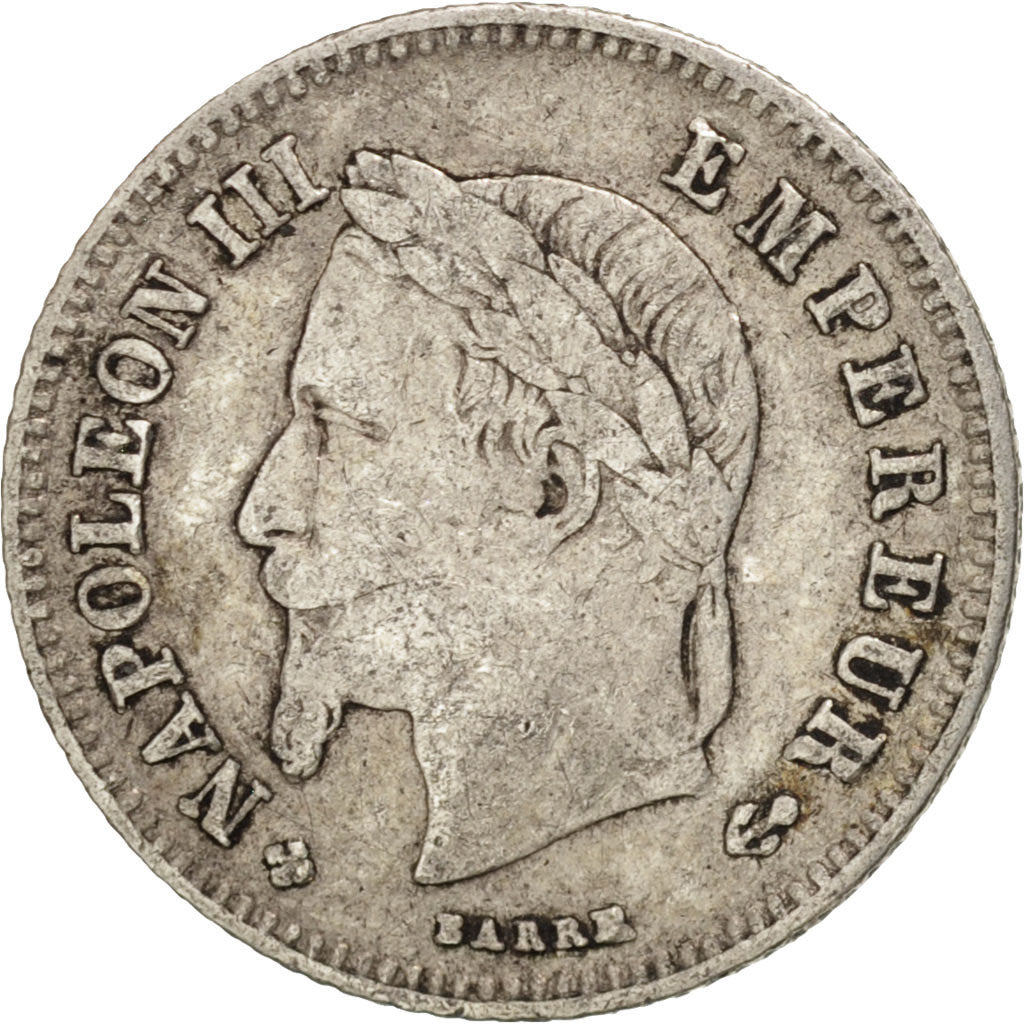 France, Napoleon III, 20 Centimes, 1866, Strasbourg, VF(20-25), Silver, KM:805.2