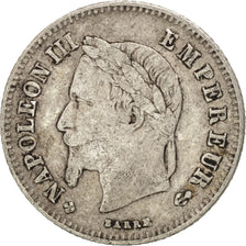 France, Napoleon III, 20 Centimes, 1866, Strasbourg, VF(20-25), Silver, KM:805.2