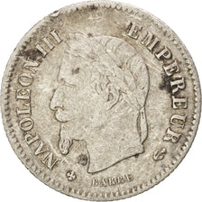 France, Napoleon III, 20 Centimes, 1867, Strasbourg, VF(20-25), Silver, KM:808.2