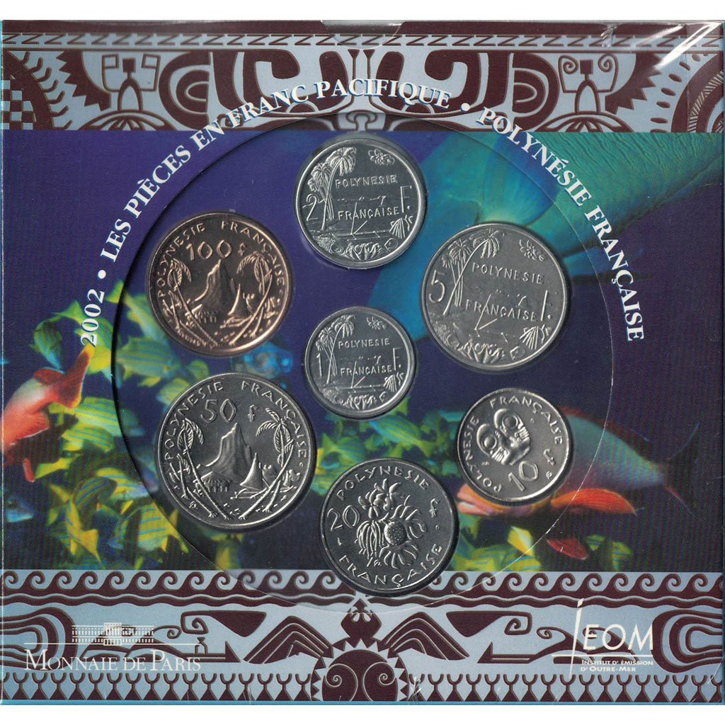 French Polynesia, Set Brilliant Uncirculated, 2002, 1 to 100 Francs, MS(65-70)