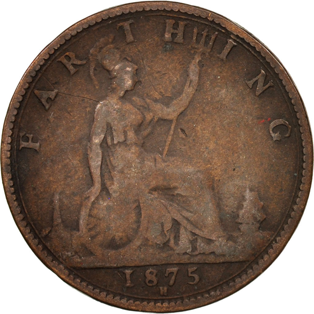 Great Britain, Victoria, Farthing, 1875, Heaton, VF(20-25), Bronze, KM:753