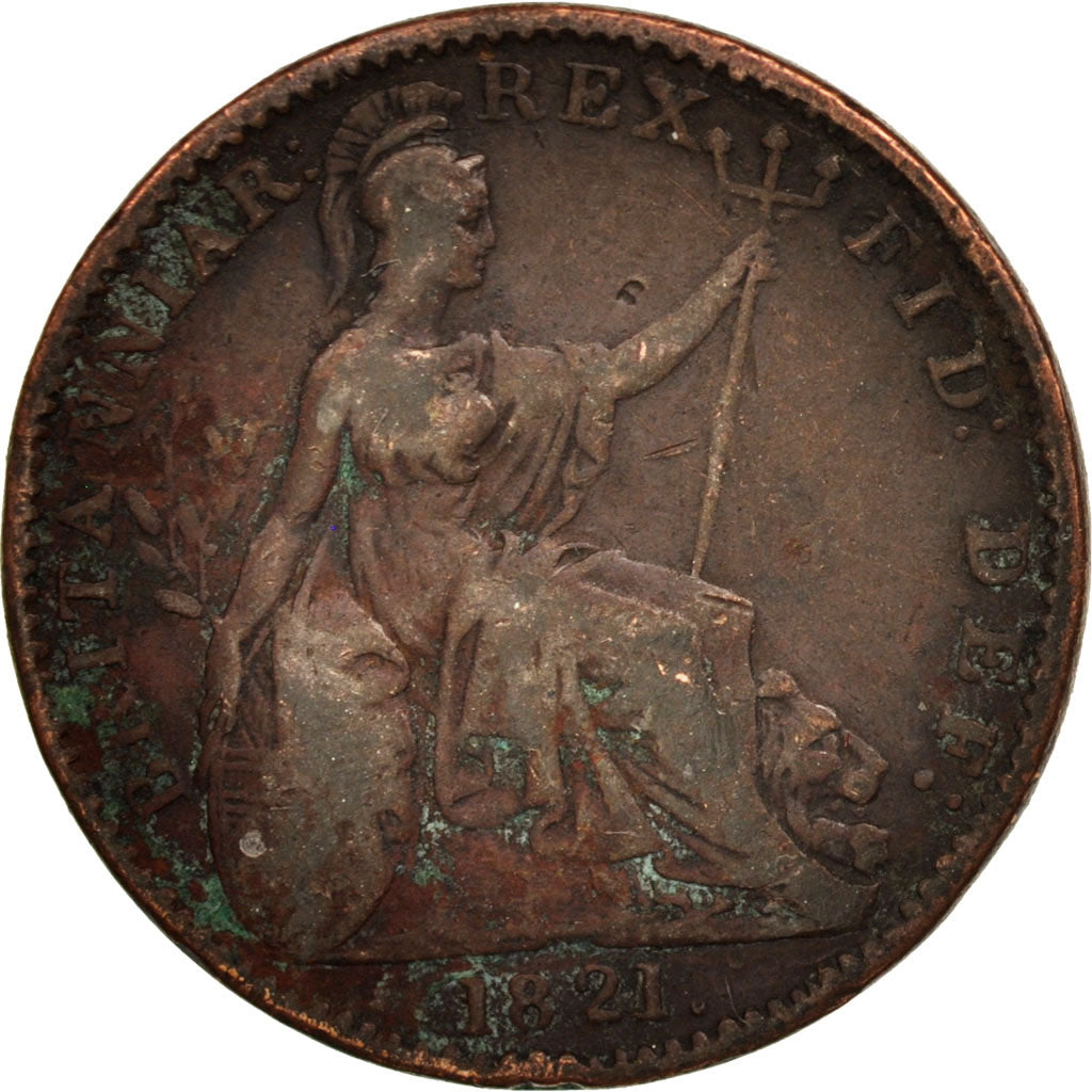Great Britain, George IV, Farthing, 1821, VF(30-35), Copper, KM:677