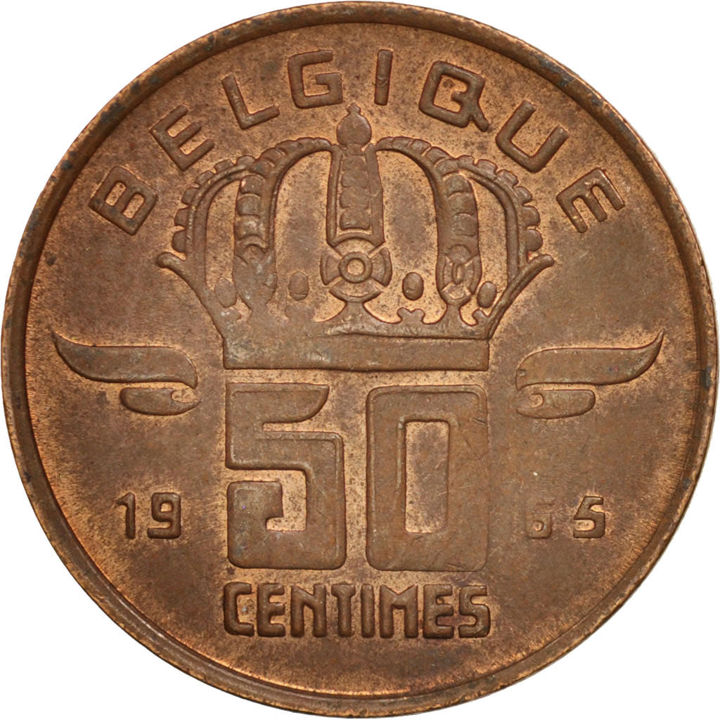 Coin, Belgium, Baudouin I, 50 Centimes, 1965, AU(55-58), Bronze, KM:148.1