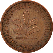 Münze, Bundesrepublik Deutschland, Pfennig, 1986, Karlsruhe, VZ, Copper Plated
