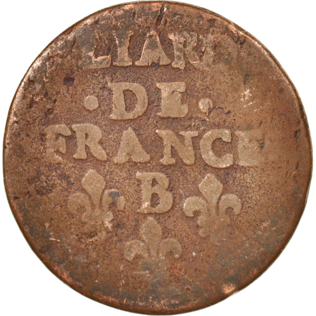 France, Louis XIV, Liard de France, 1657, Acquigny, B, Cuivre, C2G:42