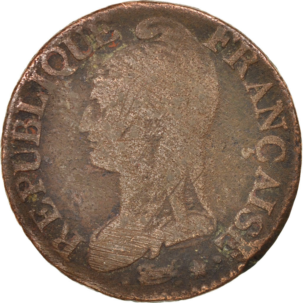 France, Dupré, 5 Centimes, 1799, An 8/5, Paris, VG(8-10), Bronze, KM:640.1