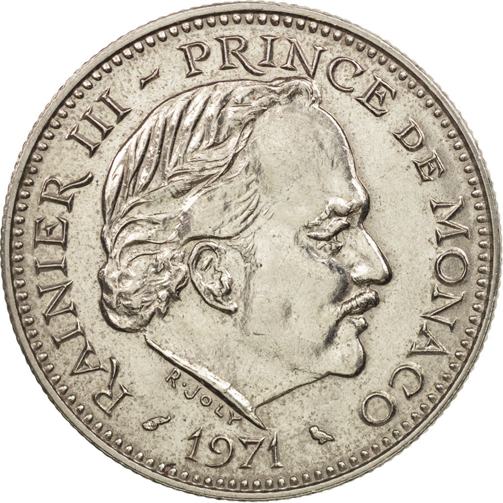 Coin, Monaco, Rainier III, 5 Francs, 1971, MS(64), Copper-nickel, KM:150