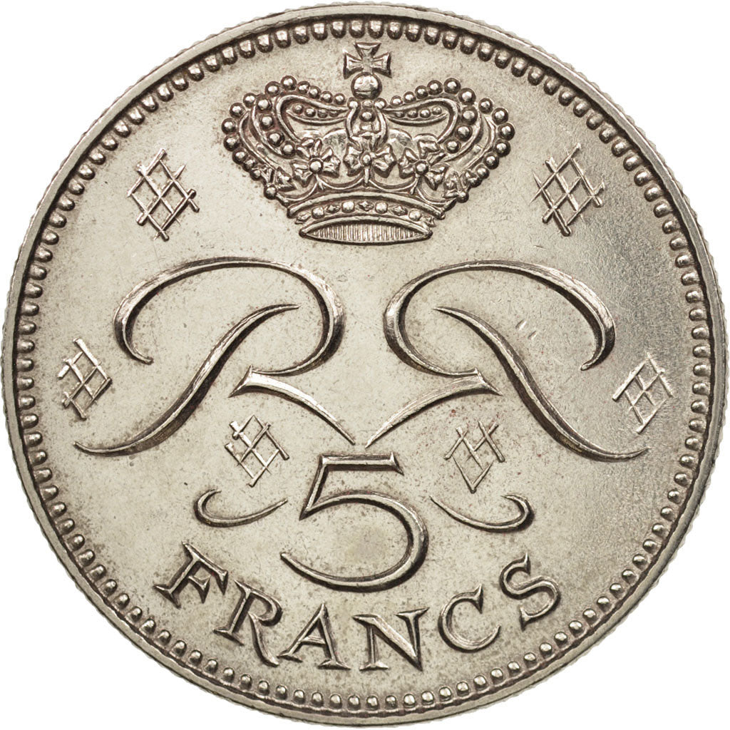 Coin, Monaco, Rainier III, 5 Francs, 1971, MS(64), Copper-nickel, KM:150