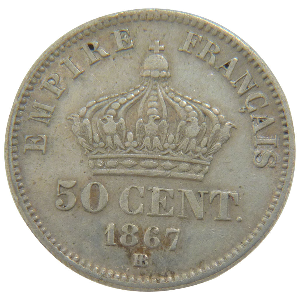 Second Empire, 50 Centimes Napoléon III Tête Laurée