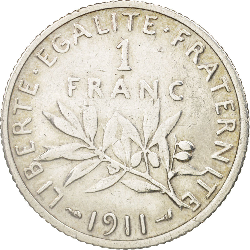 France, Semeuse, Franc, 1911, Paris, TTB, Argent, KM:844.1, Gadoury:467