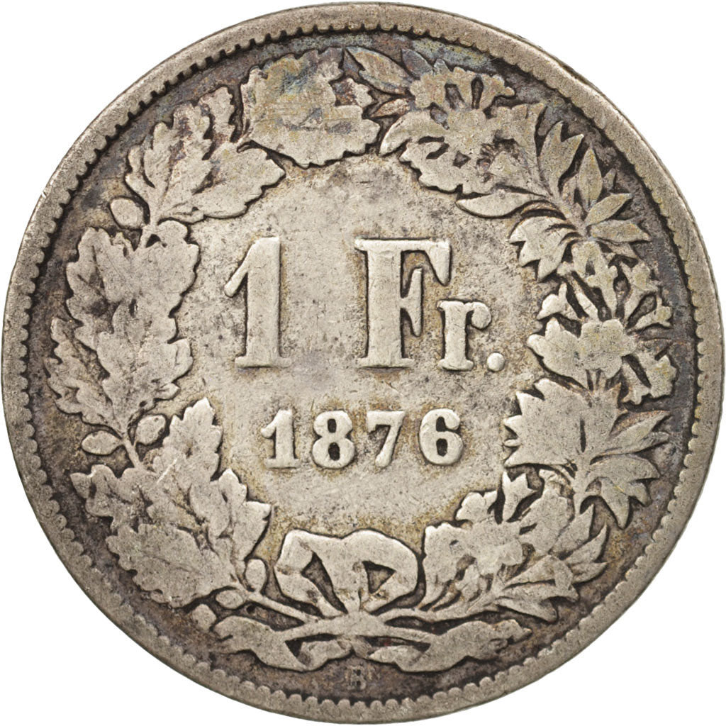 Coin, Switzerland, Franc, 1876, Bern, VG(8-10), Silver, KM:24