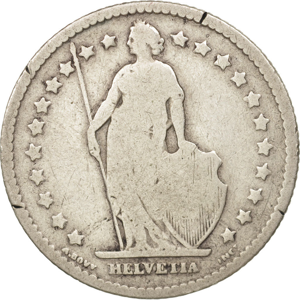 Switzerland, Franc, 1886, Bern, F(12-15), Silver, KM:24