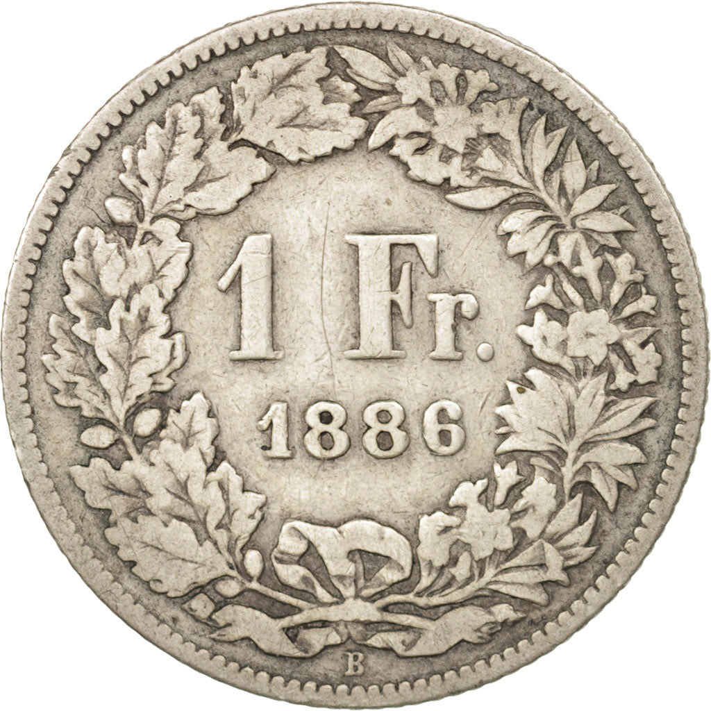 Switzerland, Franc, 1886, Bern, F(12-15), Silver, KM:24