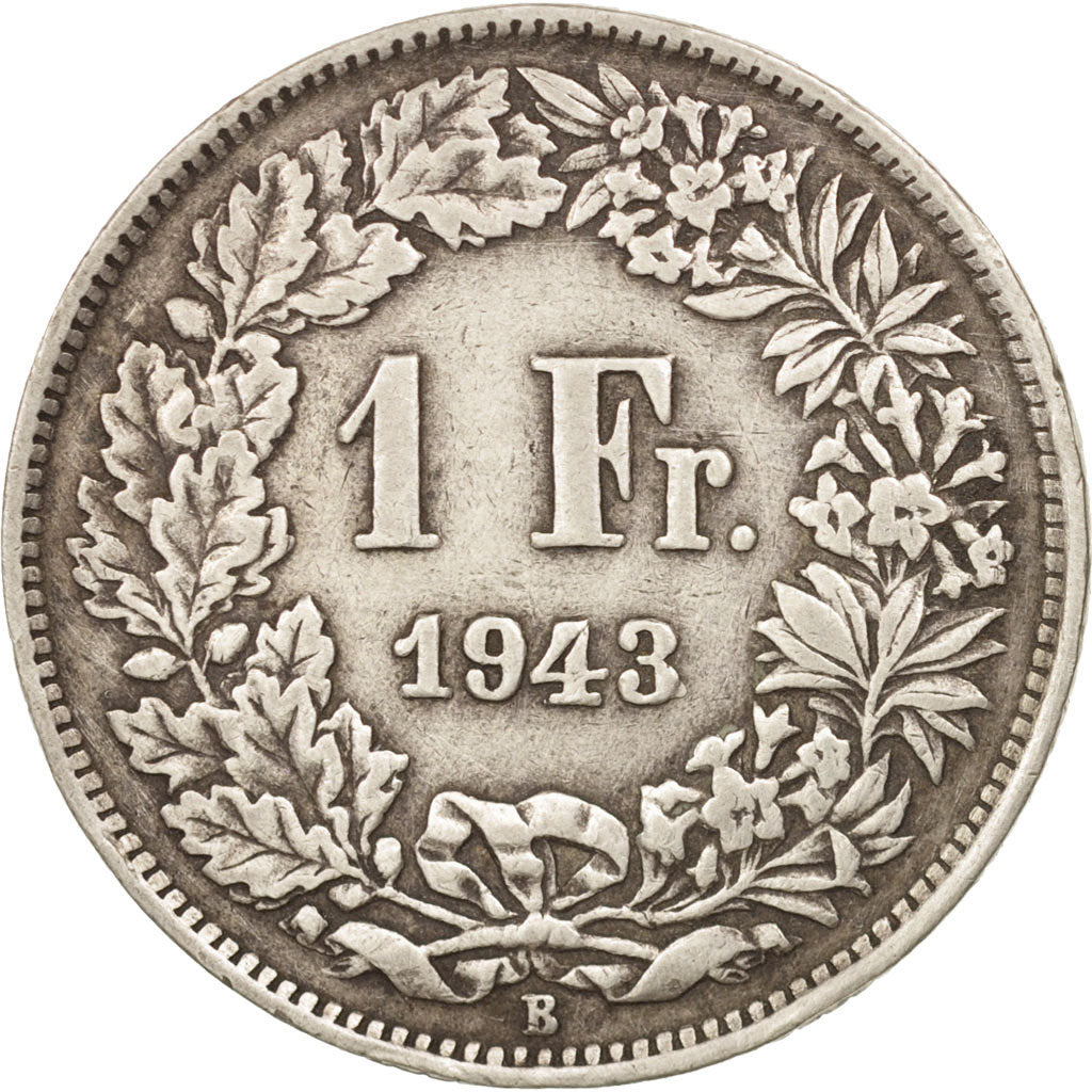 Coin, Switzerland, Franc, 1943, Bern, EF(40-45), Silver, KM:24