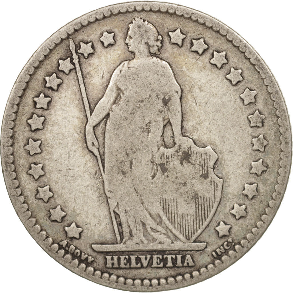 Switzerland, Franc, 1894, Paris, F(12-15), Silver, KM:24
