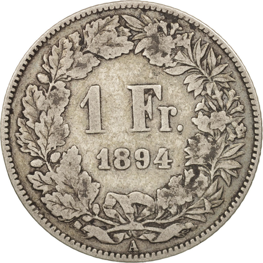 Switzerland, Franc, 1894, Paris, F(12-15), Silver, KM:24